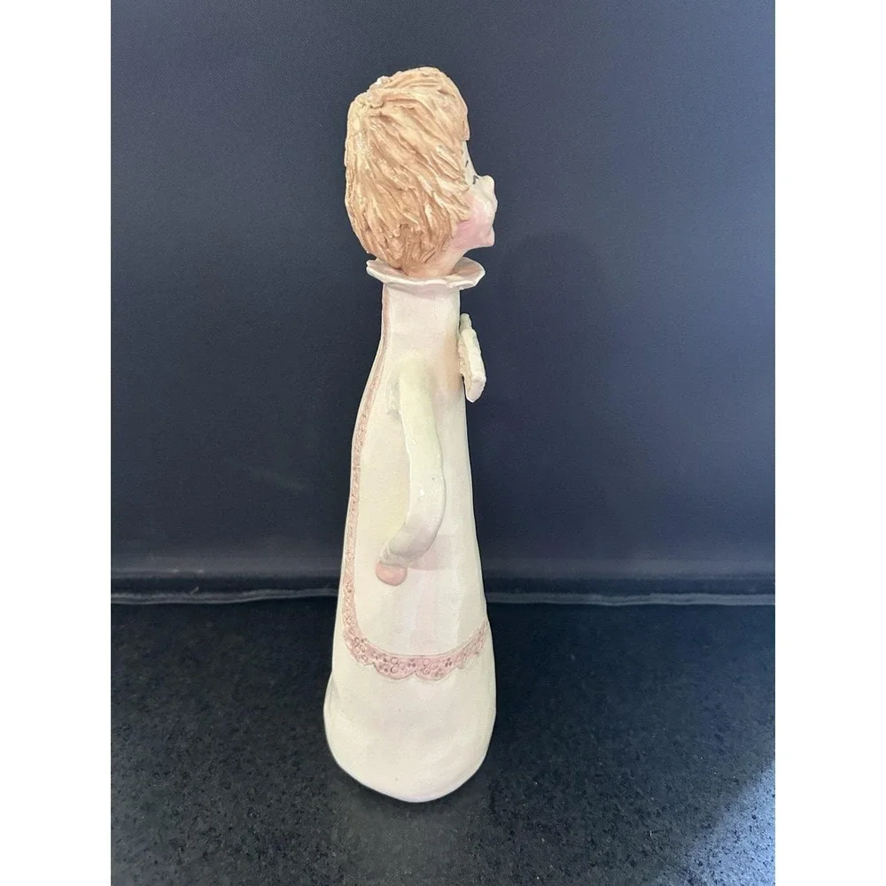 Olivia Boye Angel Ceramic 13in Hand Painted Ivory Pink Signed decanter